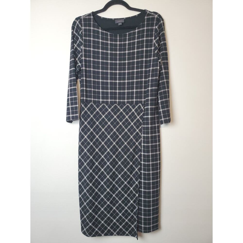 J. Jill Wearever Collection Medium Dress Stretch Knit Black‎ Plaid Wrap Front - Picture 12 of 12